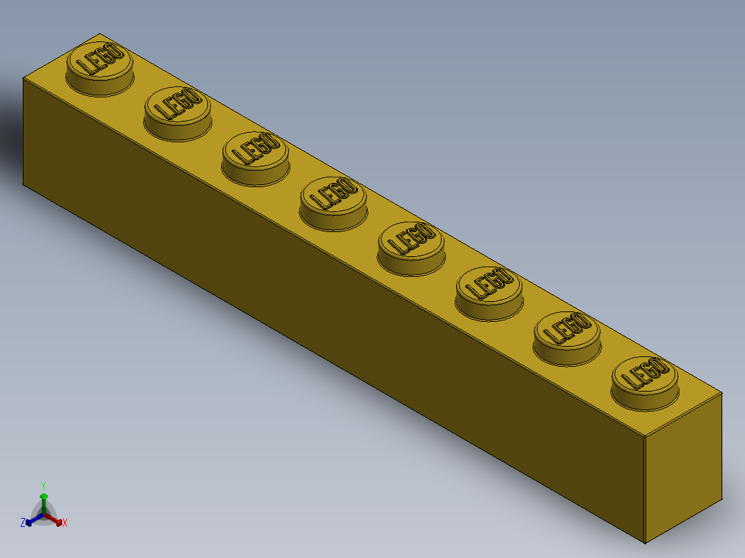 乐高套装 4421基本积木-300824 Bright Yellow Brick 1 x 8.SLDPRT正等轴测图