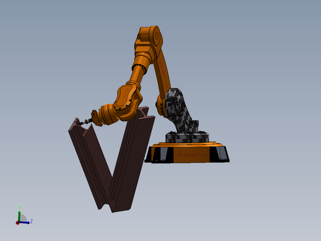 六轴工业机械人外形三维建模图纸 solidworks设计主视图