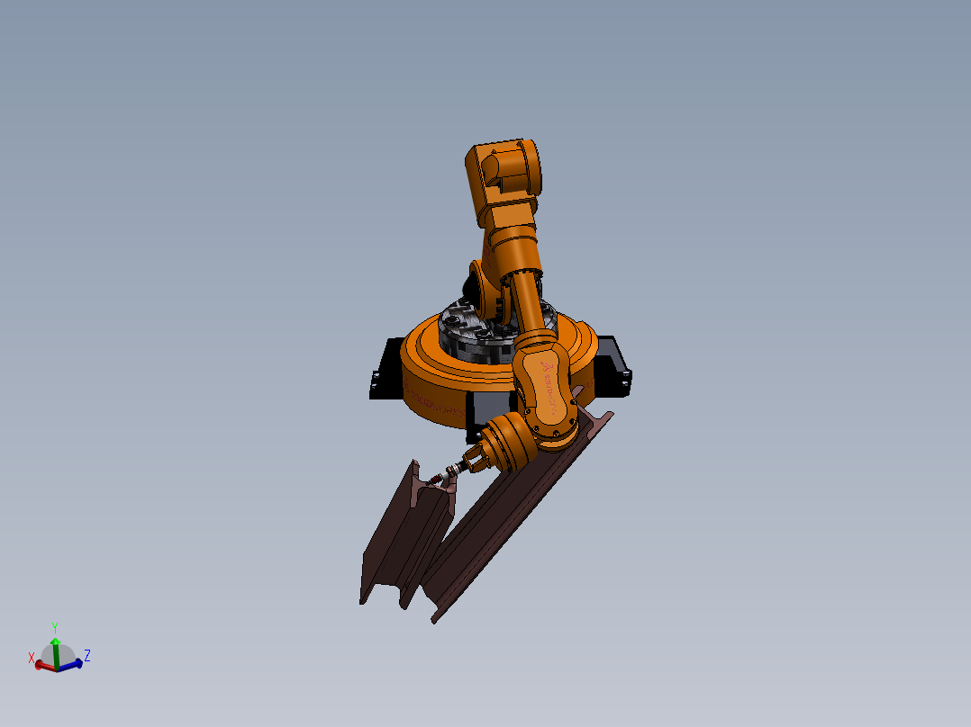 六轴工业机械人外形三维建模图纸 solidworks设计前视图