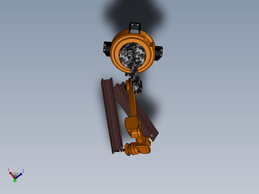 六轴工业机械人外形三维建模图纸 solidworks设计俯视图