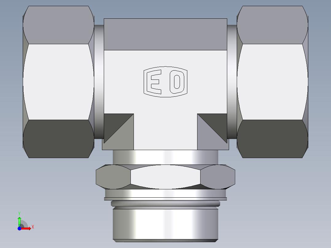 卡套式工业通用硬管接头EO_Adjustable_locknut_branch_tee_TEE38ZSMORCF前视图