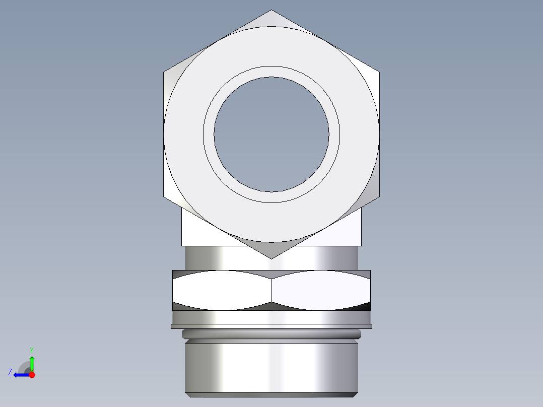 卡套式工业通用硬管接头EO_Adjustable_locknut_branch_tee_TEE38ZSMORCF右视图