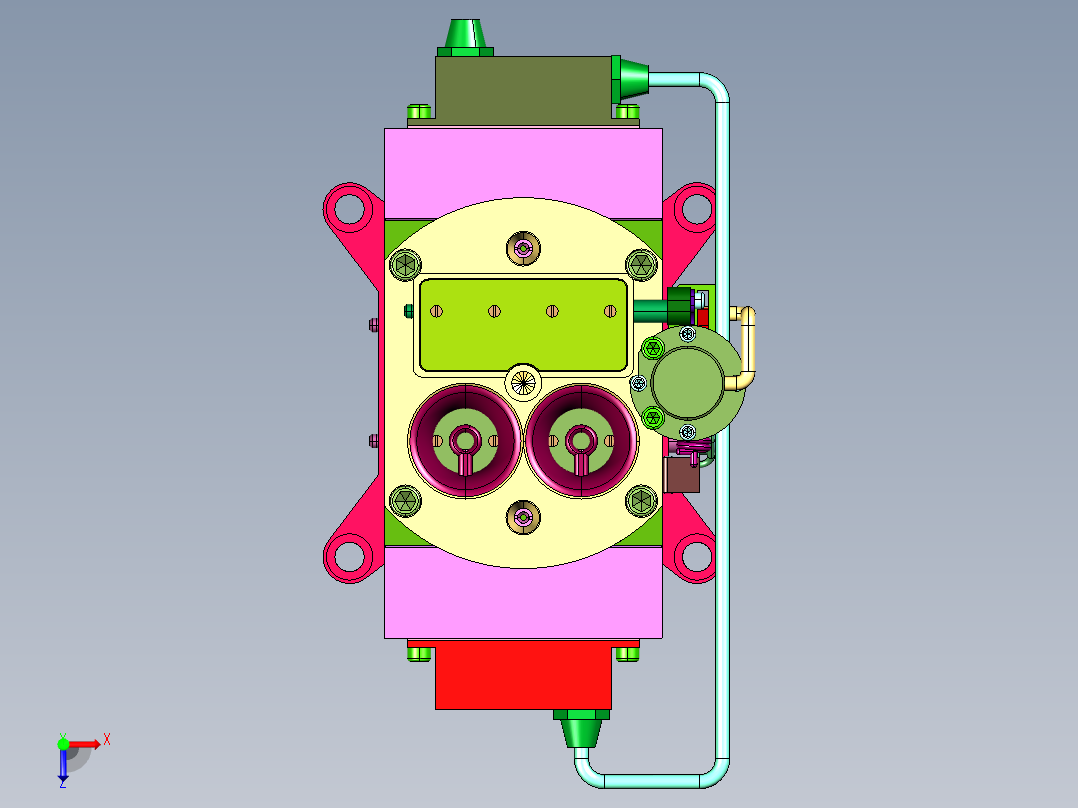 园林机械油锯化油器俯视图
