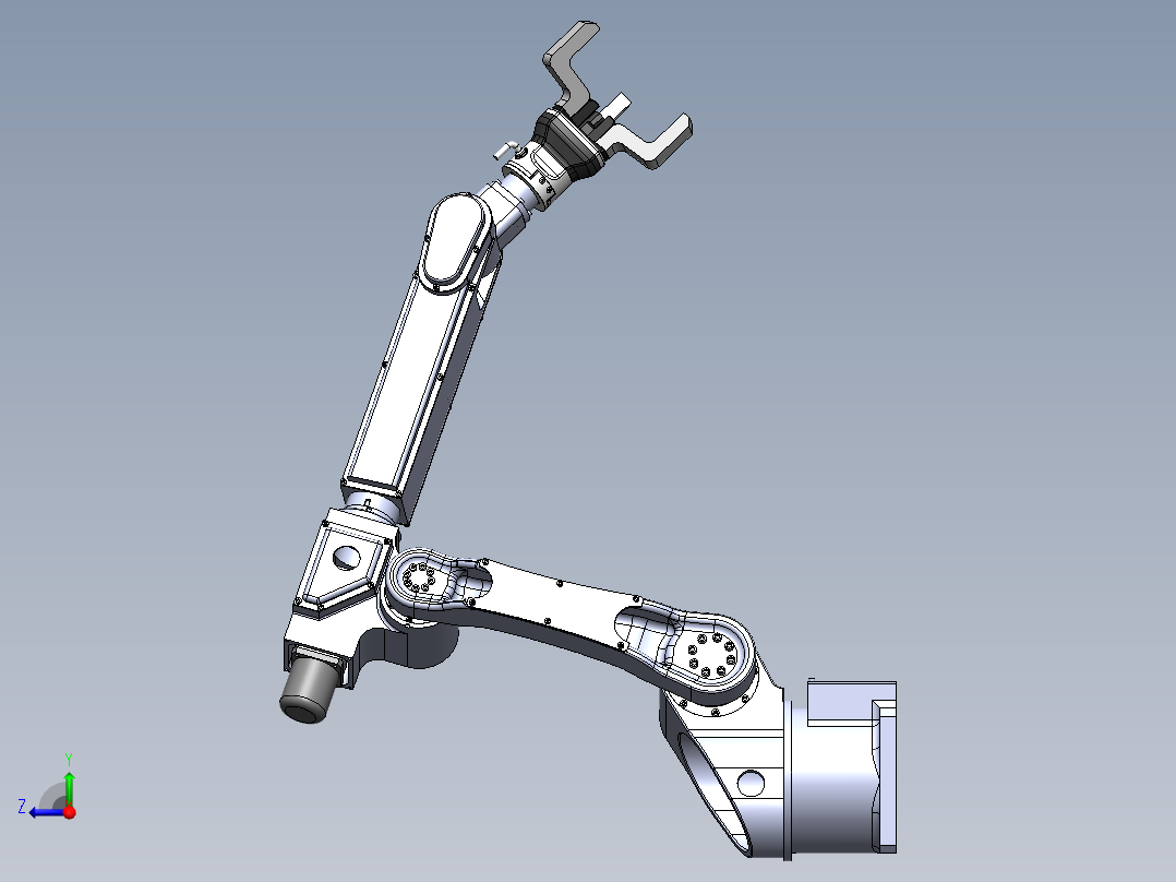 六自由度搬运机器人设计（三爪结构）含三维SW模型1244210==200右视图
