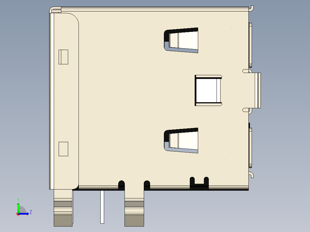 双usb2.0连接器a型左视图
