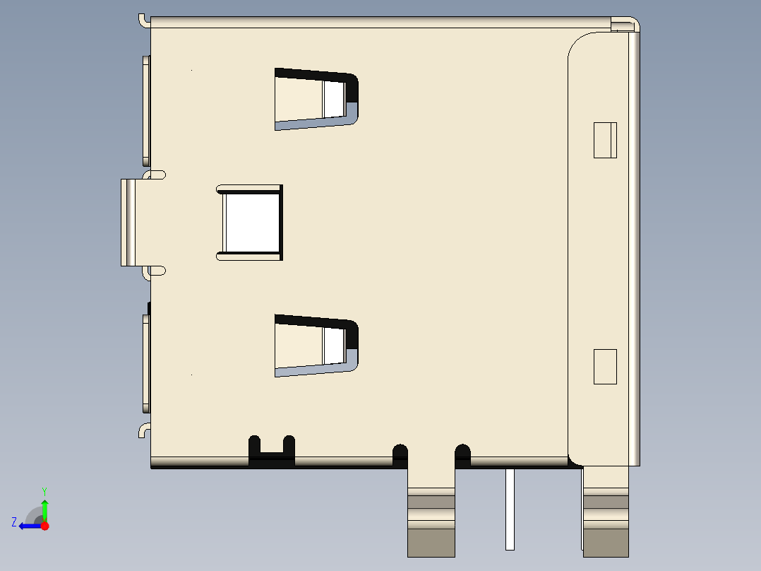 双usb2.0连接器a型右视图