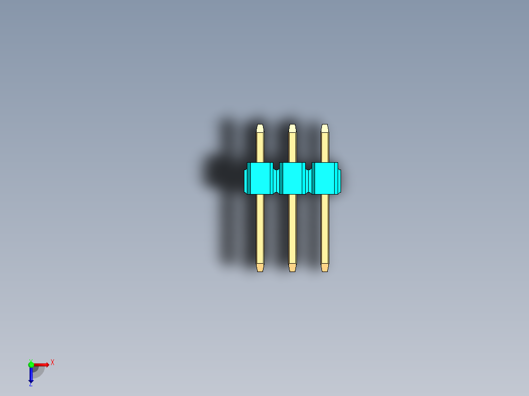 彩色公头100mil（2.54mm）系列-DS1021-100mil(2.54mm)-Type1(3x6.1mm)-3Rx32pin-colored-REV1.0俯视图