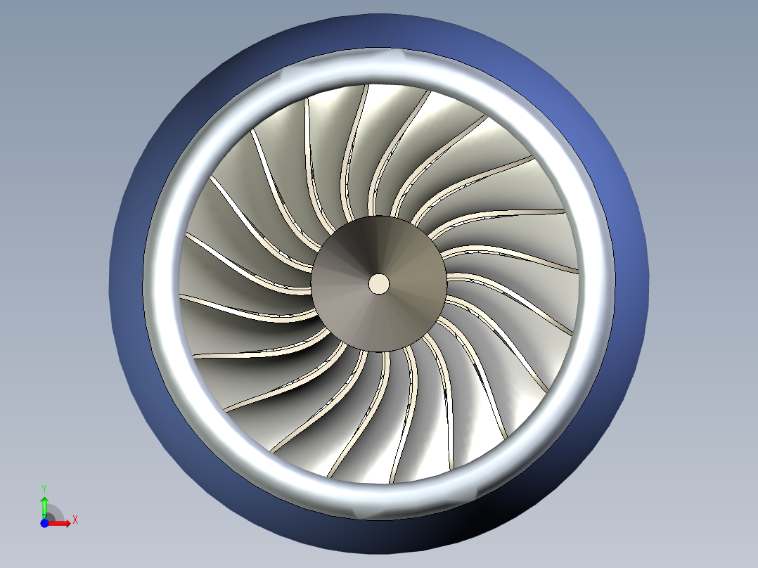 飞机发动机 Trent 900---模型格式为 igs前视图