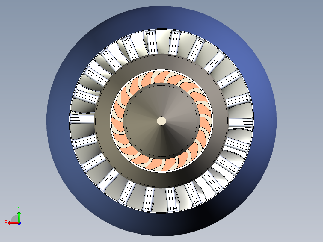 飞机发动机 Trent 900---模型格式为 igs后视图