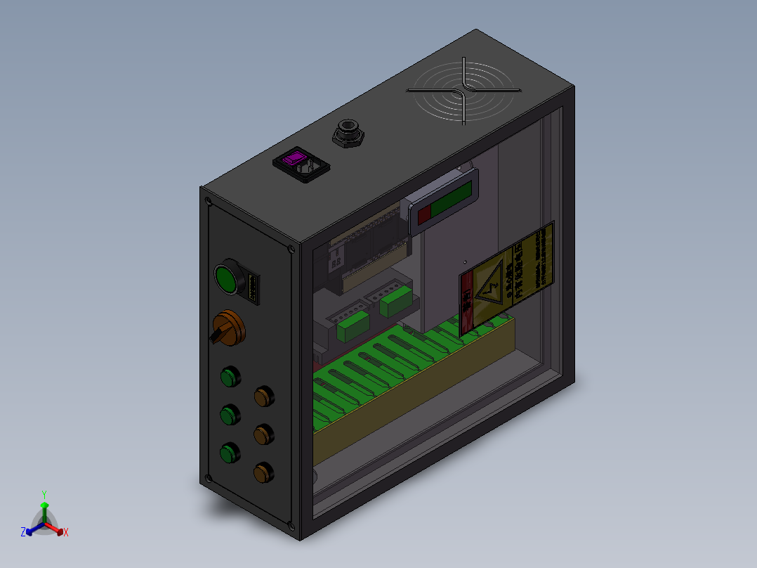 小型设备搭配的电箱正等轴测图