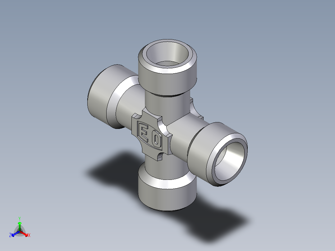 卡套式工业通用硬管接头EO_Union_cross_K08L71X正等轴测图