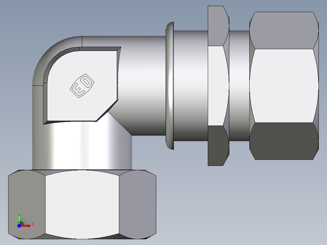 卡套式工业通用硬管接头EO_Bulkhead_elbow_WSV38S71前视图