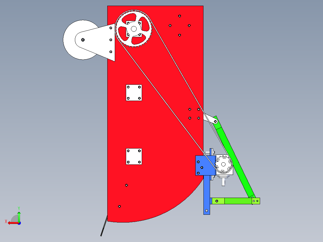 牵引式三点悬挂马铃薯收获机三维模型后视图