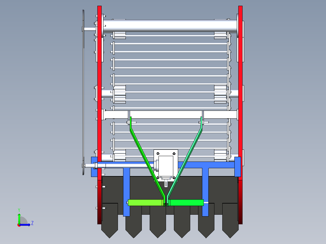牵引式三点悬挂马铃薯收获机三维模型左视图