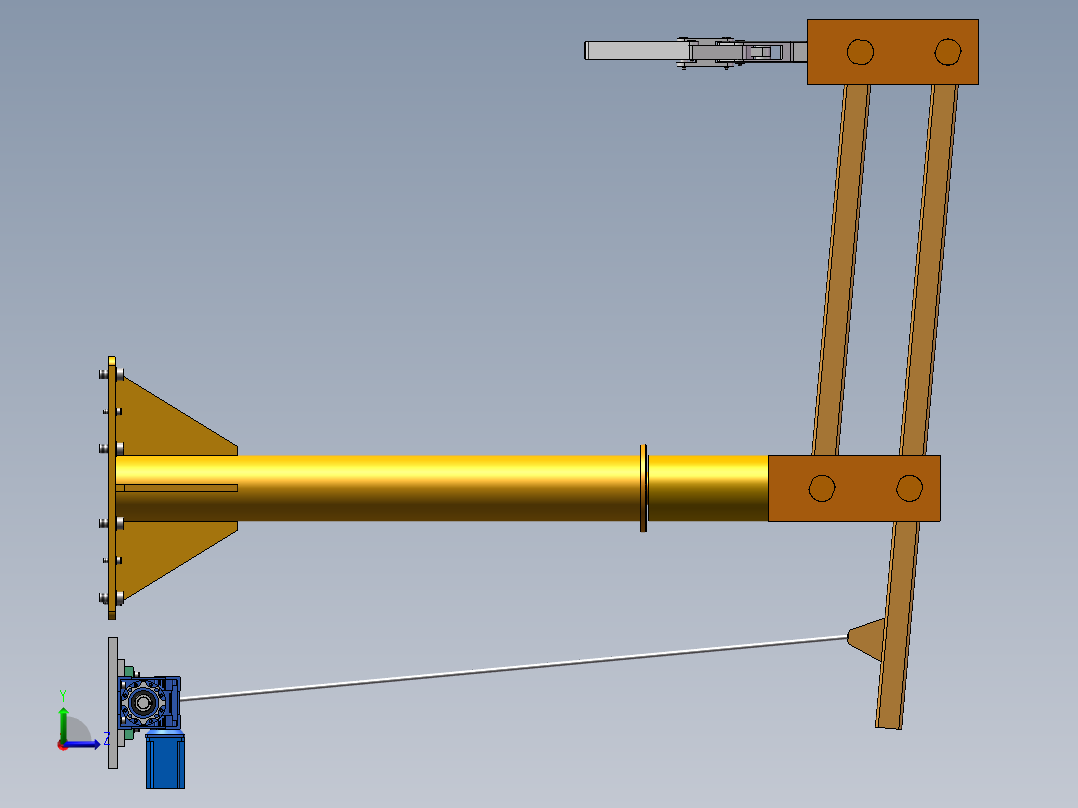 单臂立柱悬臂机械手3d图纸 钢丝绳带夹爪 立柱悬臂吊机器人3d模型左视图