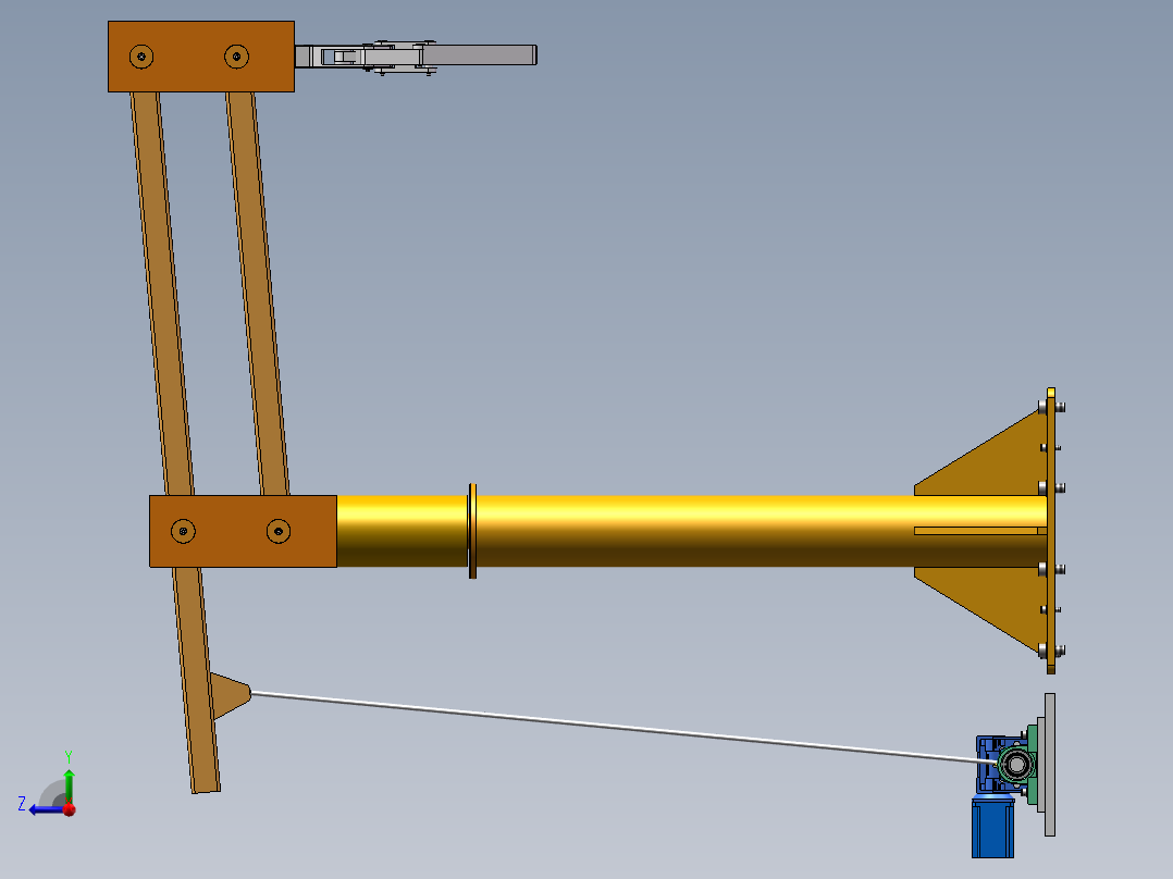单臂立柱悬臂机械手3d图纸 钢丝绳带夹爪 立柱悬臂吊机器人3d模型右视图