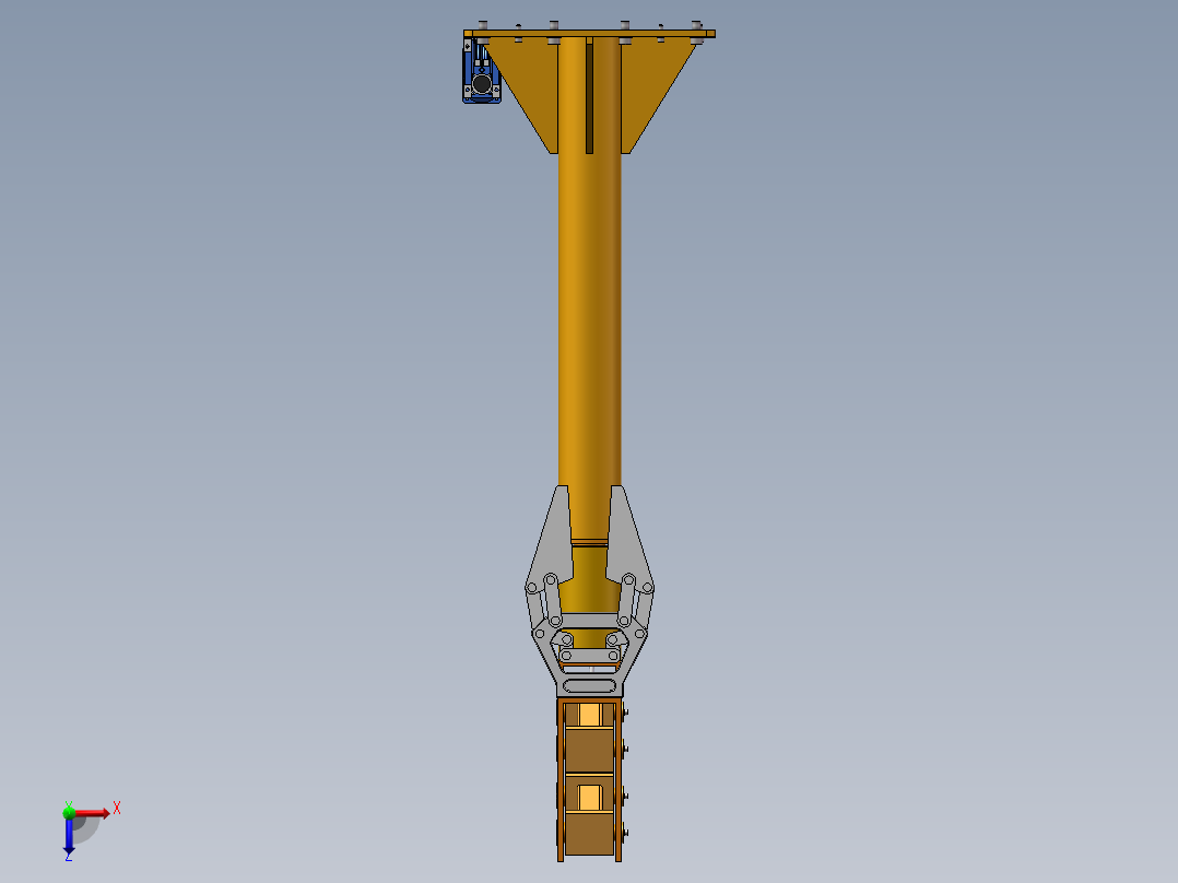 单臂立柱悬臂机械手3d图纸 钢丝绳带夹爪 立柱悬臂吊机器人3d模型俯视图