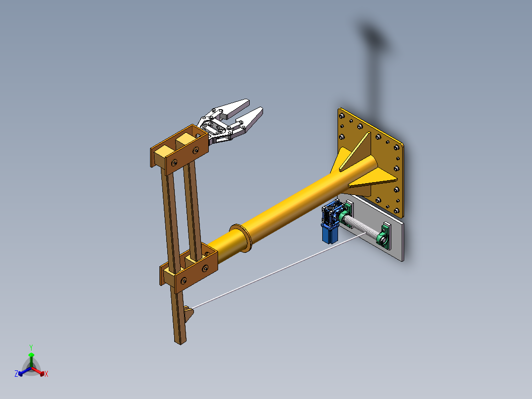 单臂立柱悬臂机械手3d图纸 钢丝绳带夹爪 立柱悬臂吊机器人3d模型正等轴测图