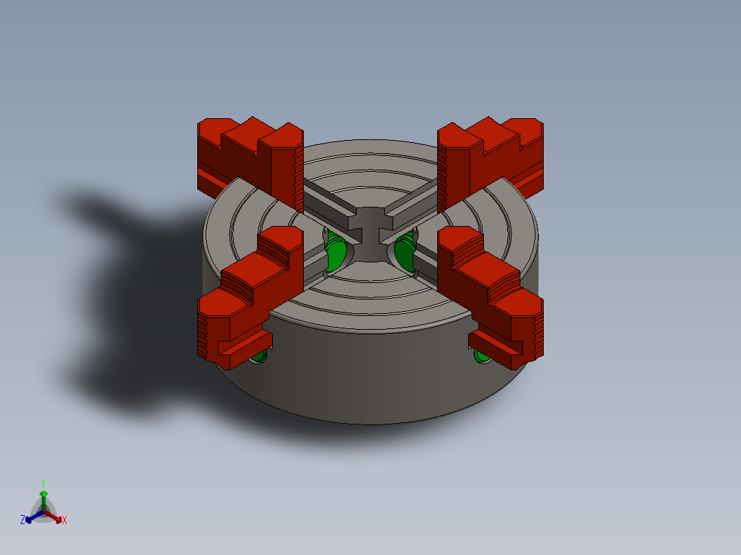 4-jaw-chuck四爪卡盘机构<span style='color: red'>3D</span>图纸 Solidworks设计