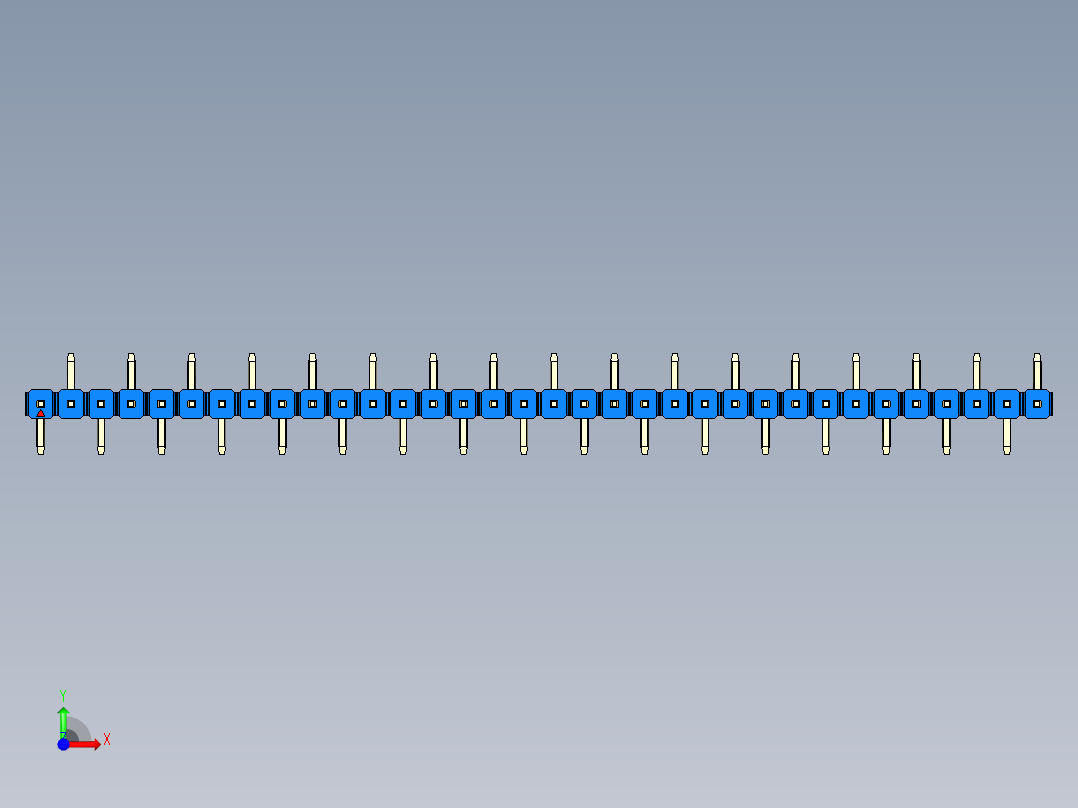 彩色公排针 100mil 2.54mm 系列-DS1022_blue_34p_100mil_Type_SMT_R2_rev1.0前视图