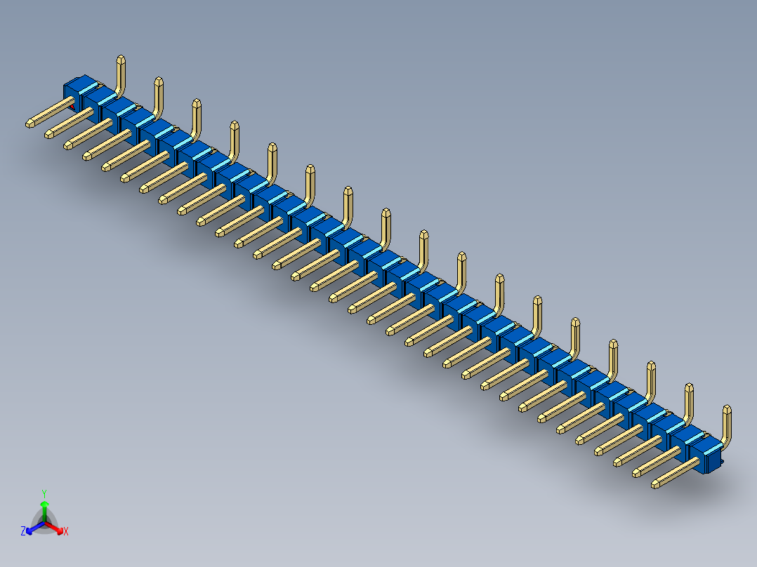 彩色公排针 100mil 2.54mm 系列-DS1022_blue_34p_100mil_Type_SMT_R2_rev1.0正等轴测图