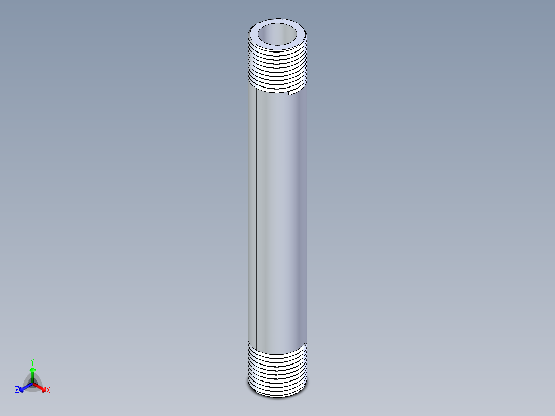 聚氯乙烯配件33-Sch80_Nipple_MPTxMPT_861-084_0.5in x 6in正等轴测图