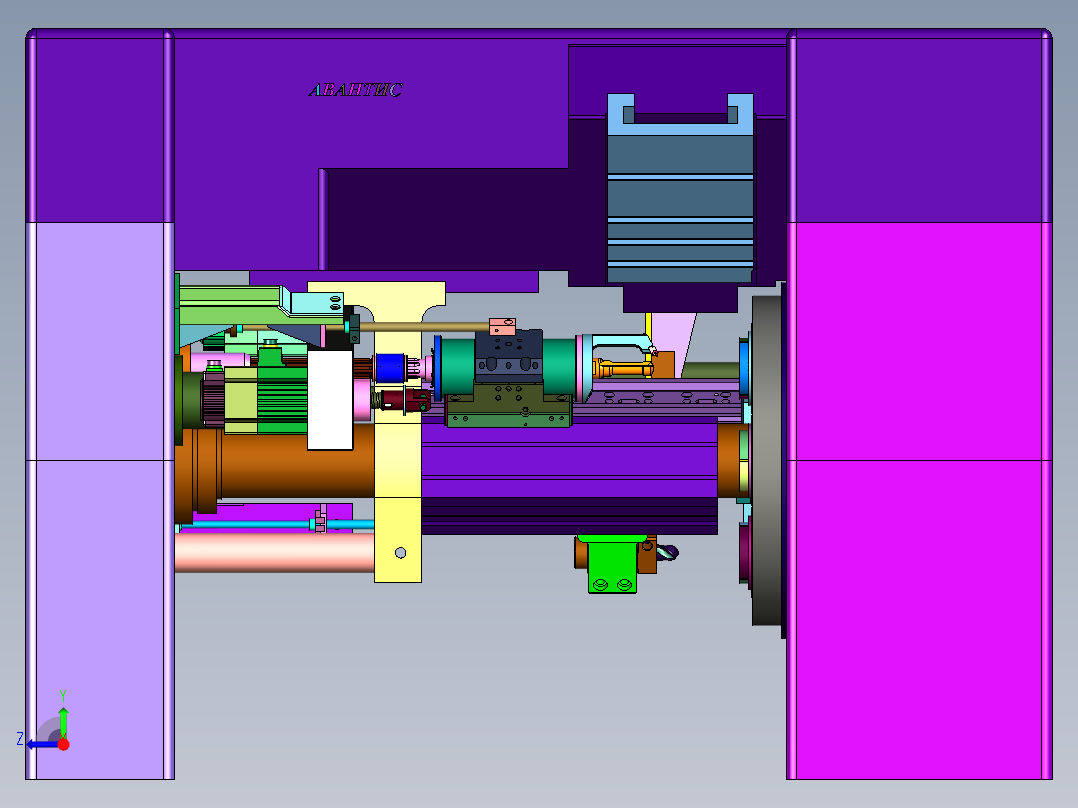 旋转多轴复合车床右视图