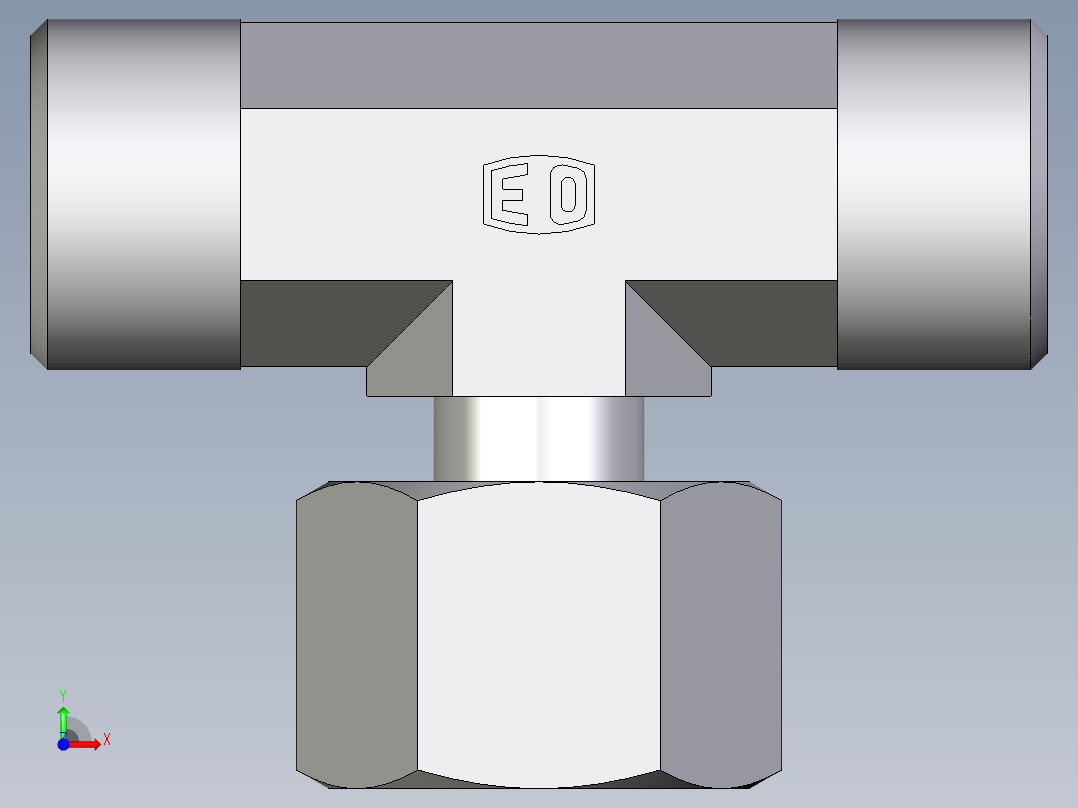卡套式工业通用硬管接头EO_Standpipe_branch_tee_EVT12SOMD71前视图
