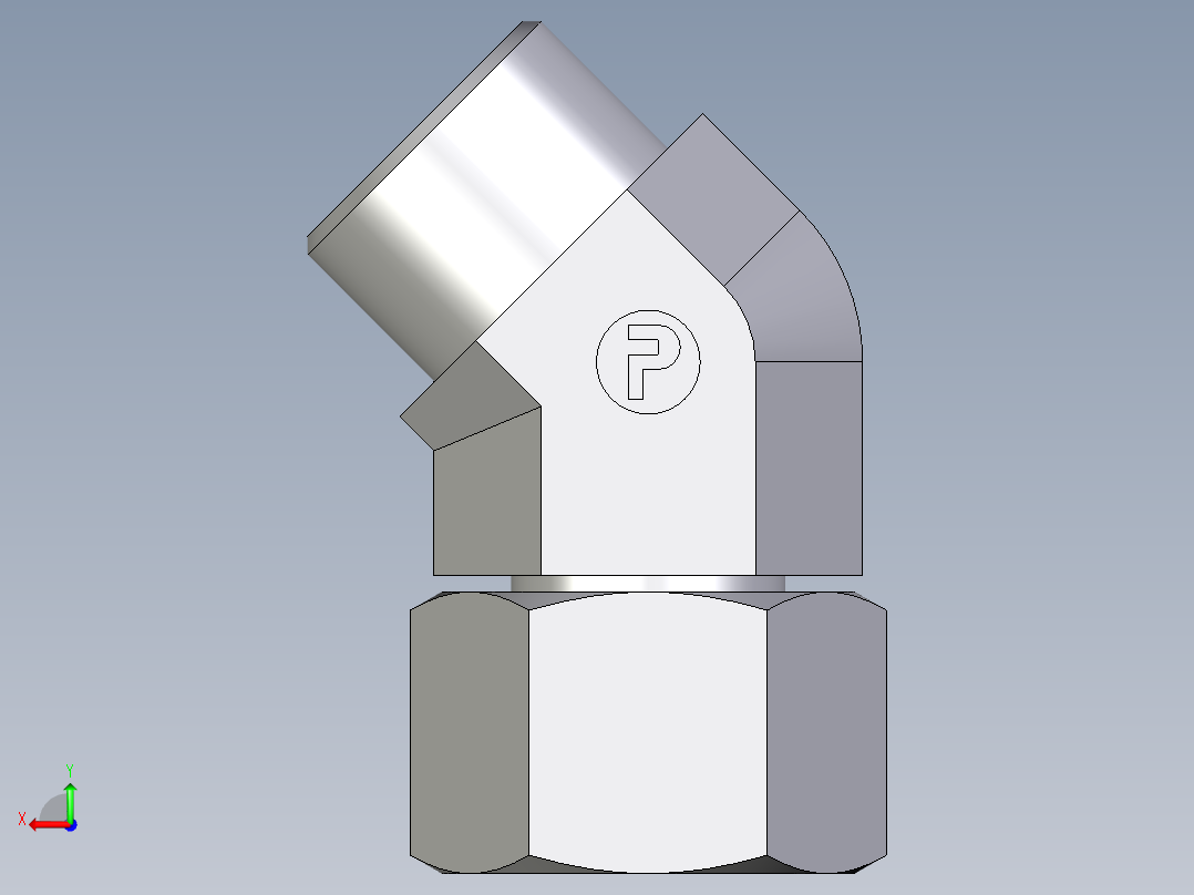 卡套式工业通用硬管接头EO_Swivel_nut_45_deg_elbow_EV16SOMDCF后视图