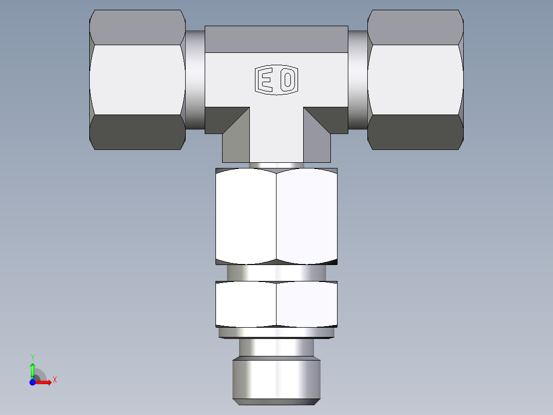 卡套式工业通用硬管接头EO_Assembled_adjustable_standpipe_branch_tee_EVT10SM71前视图