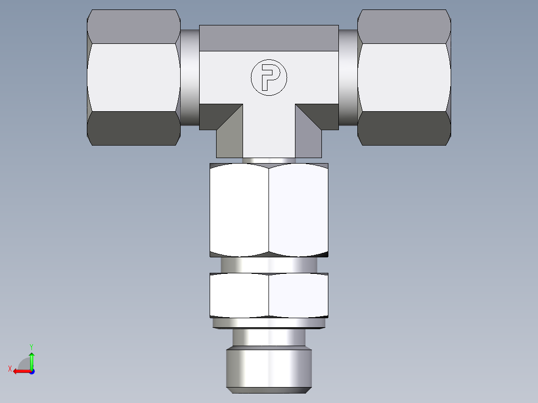 卡套式工业通用硬管接头EO_Assembled_adjustable_standpipe_branch_tee_EVT10SM71后视图