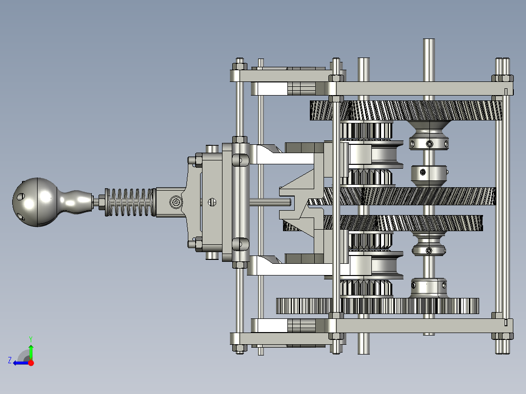 4转速4档变速箱右视图