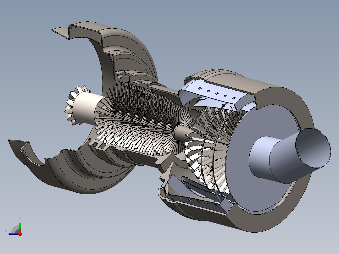 涡轮喷气发动机tur-je-enne---模型格式为 sw右视图