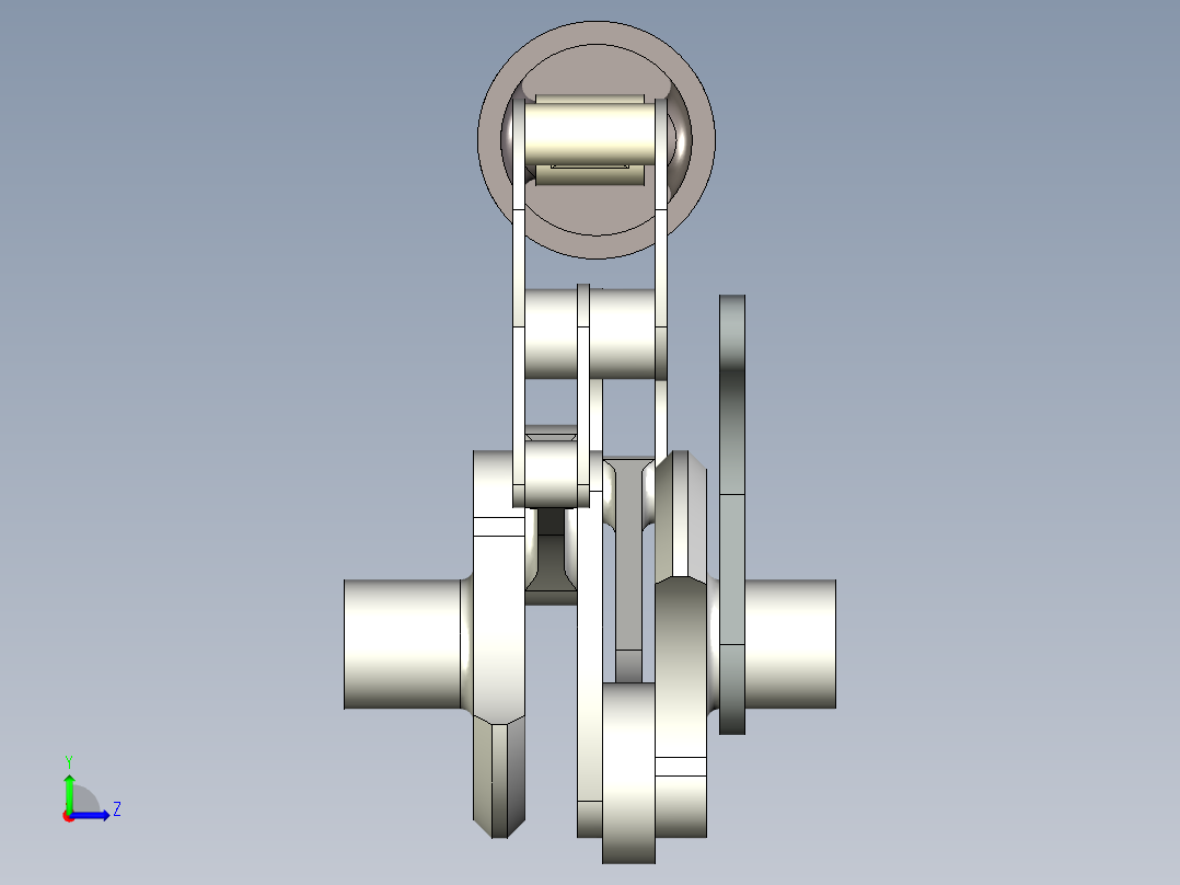 单曲柄相对活塞发动机左视图