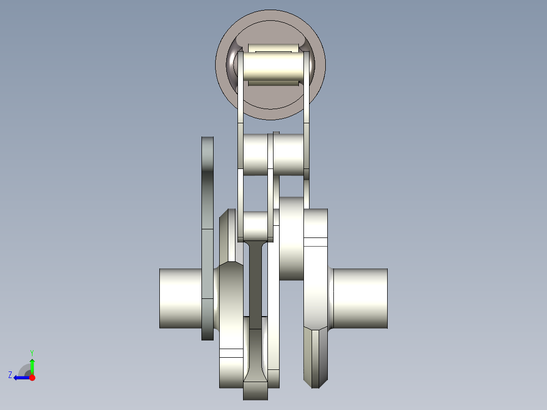 单曲柄相对活塞发动机右视图