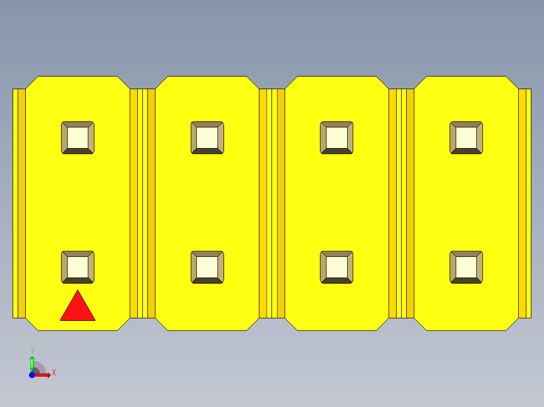 彩色公头100mil（2.54mm）系列-DS1021_yellow_2x04p_100mil_Type1_rev1.0前视图