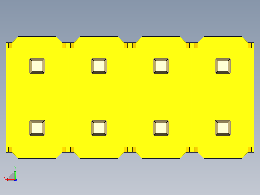 彩色公头100mil（2.54mm）系列-DS1021_yellow_2x04p_100mil_Type1_rev1.0后视图