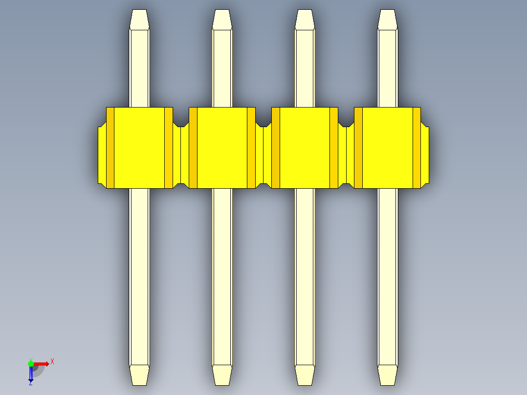 彩色公头100mil（2.54mm）系列-DS1021_yellow_2x04p_100mil_Type1_rev1.0俯视图