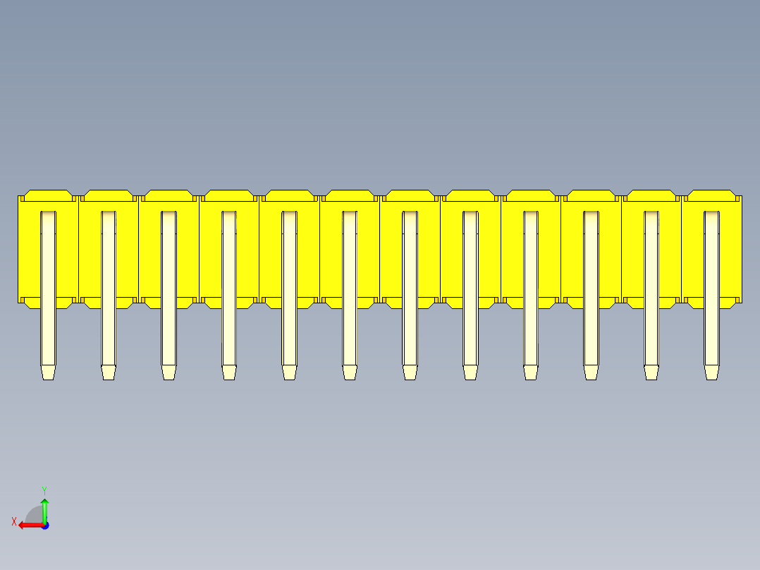 彩色公排针 100mil 2.54mm 系列-DS1022_yellow_2x12p_100mil_TypeD_rev1.0后视图