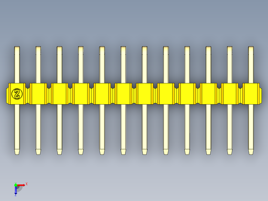彩色公排针 100mil 2.54mm 系列-DS1022_yellow_2x12p_100mil_TypeD_rev1.0俯视图
