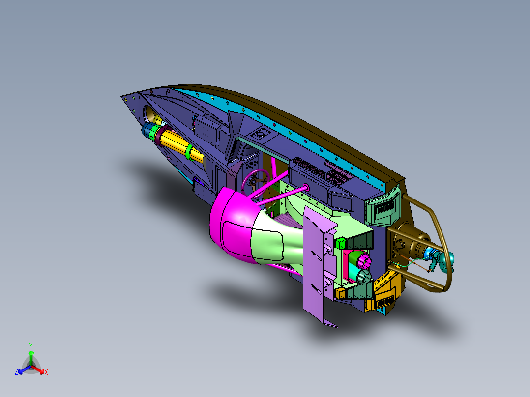 007邦德的改装快艇正等轴测图