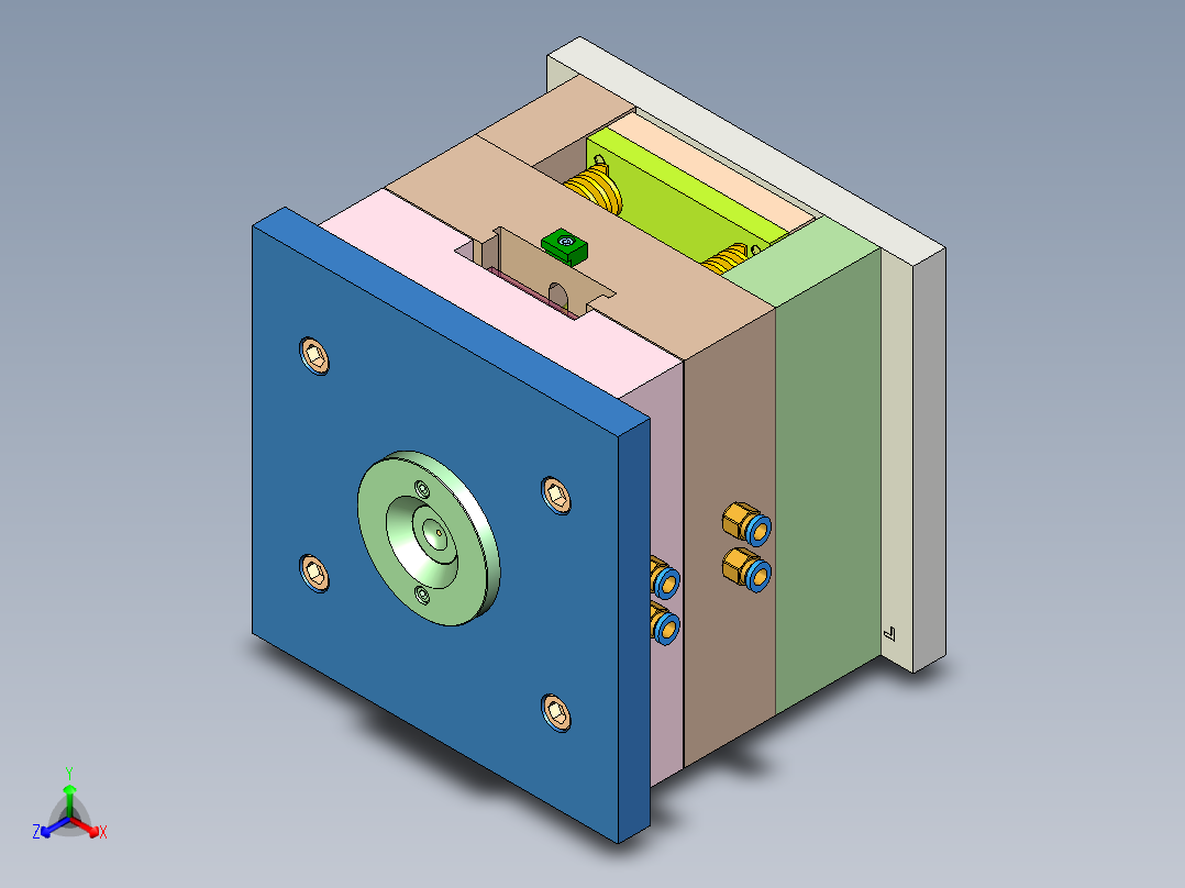 玩具车赛车前交叉臂模具正等轴测图