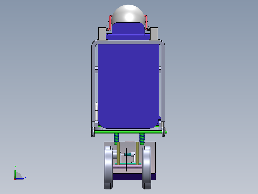 Q219-带头罩的躺椅的设计【三维SolidWorks】左视图