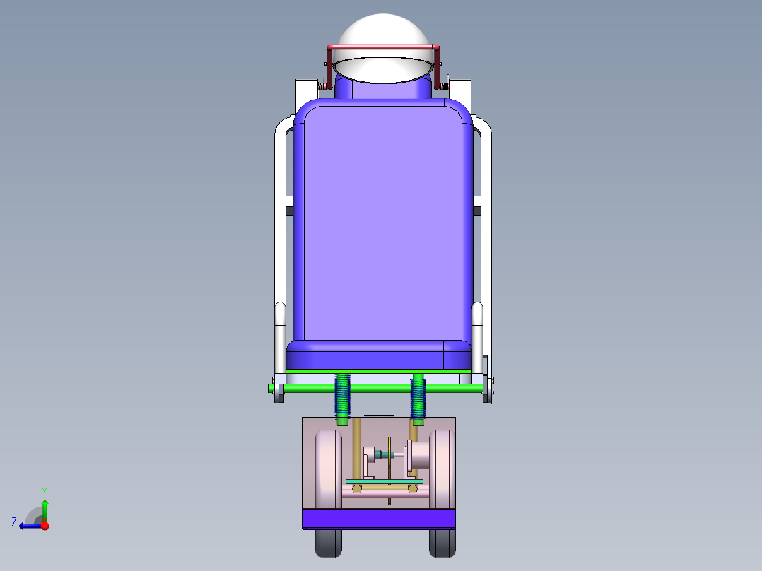 Q219-带头罩的躺椅的设计【三维SolidWorks】右视图
