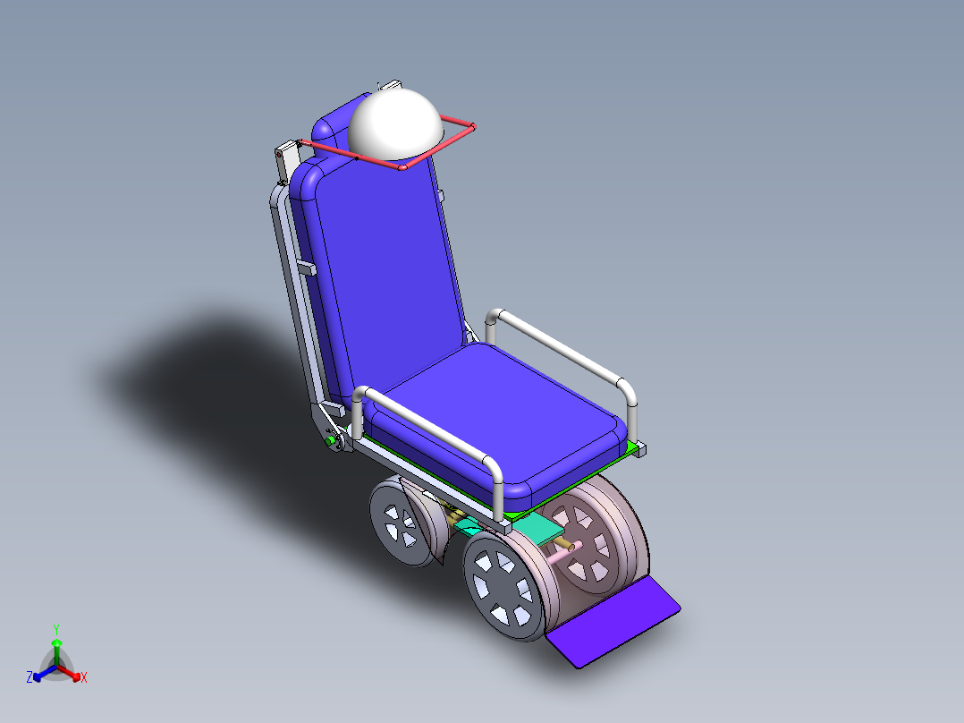 Q219-带头罩的躺椅的设计【三维SolidWorks】正等轴测图