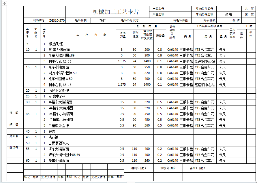 太阳轮工艺规程设计