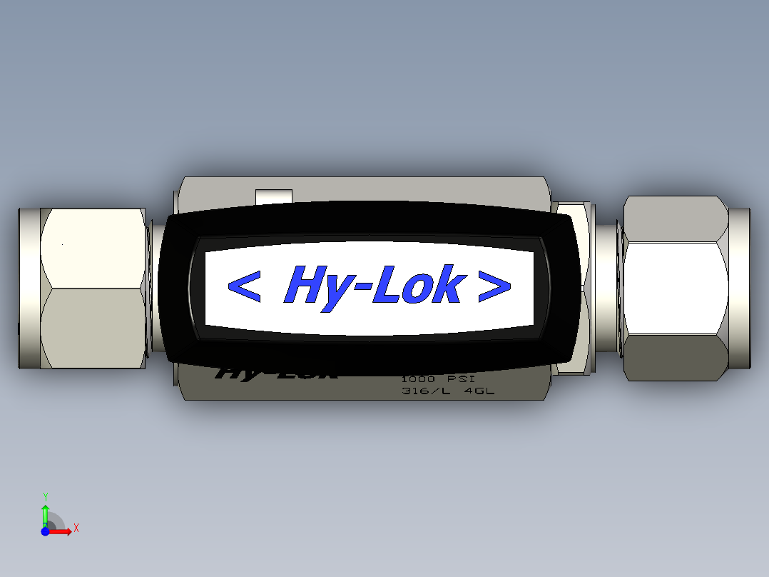 球阀-110系列12毫米Hy-Lok管接头前视图