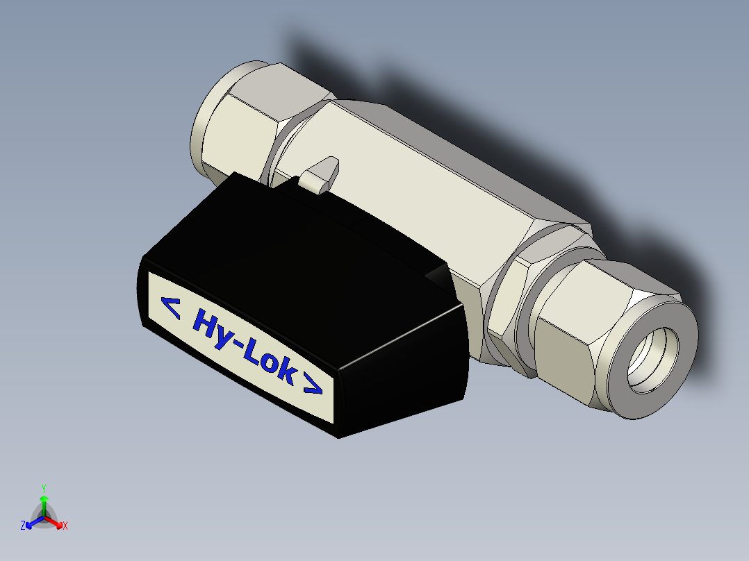 球阀-110系列12毫米Hy-Lok管接头正等轴测图