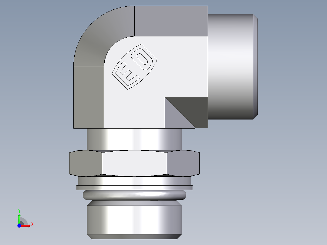 卡套式工业通用硬管接头EO_Adjustable_Locknut_elbow_WEE22LM27X2OROMDCF前视图