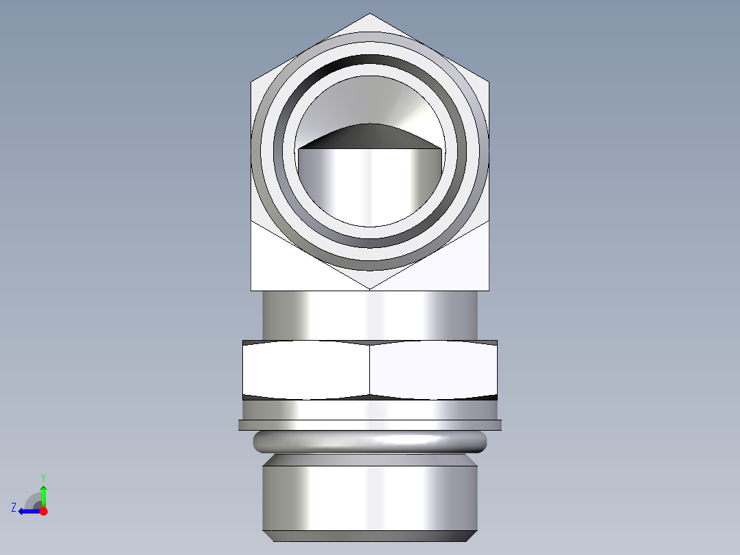 卡套式工业通用硬管接头EO_Adjustable_Locknut_elbow_WEE22LM27X2OROMDCF右视图